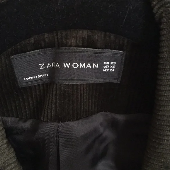 Zara Woman blazer. Smokey black corduroy. Size XS - Picture 4 of 4